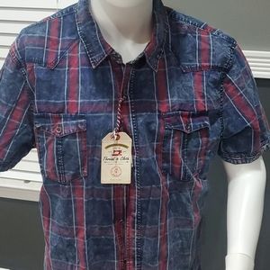 Western style denim short sleeve shirt